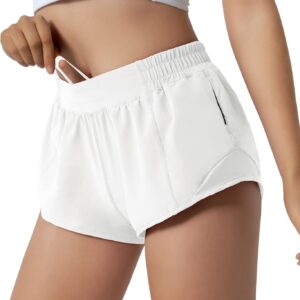 Aurefin Running Shorts for Women,Quick Dry Athletic Sports Shorts Lightweight Active Workout Gym Shorts with Zip Pocket