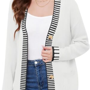 2025 Spring Cardigan Sweaters for Women Strip Button Down Knit Lady Jackets Lightweight Coat Outwear Outfits Trendy Clothes