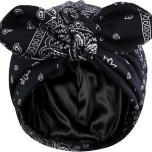 Ababalaya Satin Lined Beanies for Women Chemo Headwear Silky Lined Cotton Sleeping Cap