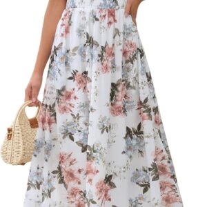 ANRABESS Womens Summer Floral Maxi Dress Casual V Neck Short Sleeve Chiffon Boho Flowy Beach 2025 Wedding Guest Long Dresses