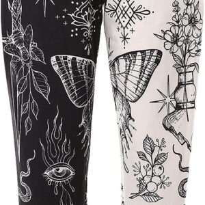 Amuver Women's Boho Hippie Harem Pants High Smocked Waist Printed Patchwork Sweatpants Yoga 90S Goth Baggy Casual Trousers