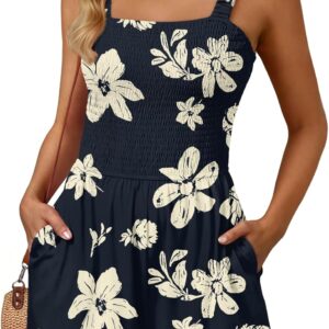 AUTOMET Rompers for Women Summer Vacation Beach Outfits Casual Loose Square Neck Shorts Jumpsuits Overalls 2025 Resort Wear
