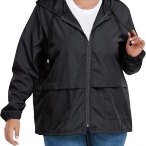 American Trends Women Plus Size Light RainCoat Jackets Packable Hooded Waterproof Windbreaker for Women
