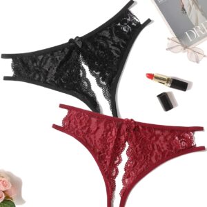 Avidlove Women Lace Panties Sexy Underwear Floral Lace Briefs with Cute Bow Center