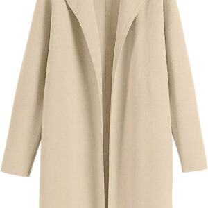 ANRABESS Women's Cardigans Sweater 2024 Casual Lapel Open Front Knit Warm Wool Coatigan Jacket Long Blazer Coat