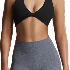 Aoxjox Women's Workout Sports Bras Fitness Backless Padded Sienna Low Impact Bra Yoga Crop Tank Top