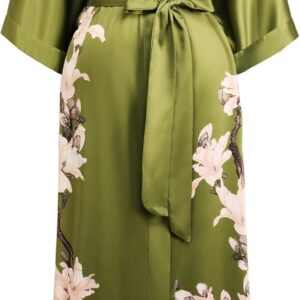 BABEYOND Kimono Robe Cover up with Box Long Floral Satin Sleepwear Silky Bathrobe Bachelorette Robe