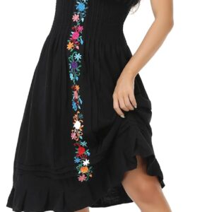 2024 Women's Embroidered Dress Casual Bohemian V-Neck Dress Short Sleeve Floral Wedding Party Dress