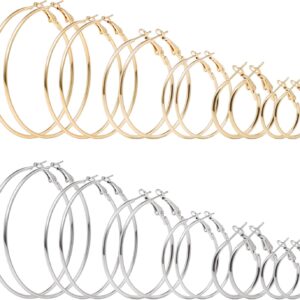 12 Pairs Gold Hoop Earrings for Women Multipack 14K Gold Plated Lightweight Hypoallergenic Large Gold Earrings Women’s Huggies Earrings