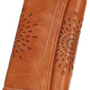 APHISON Womens Wallets RFID Blocking Leather Clutch Long Wallet for Women Card Holder Phone Organizer Ladies Travel Purse Hollow Out Sunflower Design Gift