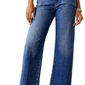 Astylish Womens Wide Leg Jeans High Waisted Stretchy Buttoned Denim Pants Trendy 2025 with Pocket