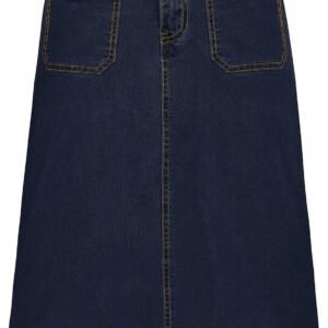 Belle Poque Denim Skirt with Belt Below Knee Length High Waisted Jean Skirts for Women