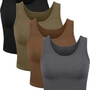 4 Pieces Women Basic Crop Tank Top Short Sleeveless Sports Crop Top
