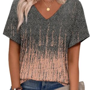 Alaroo Womens Summer Tops 2025 V Neck Short Sleeve Shirts Trendy Dressy Casual Vacation Outfits Printed