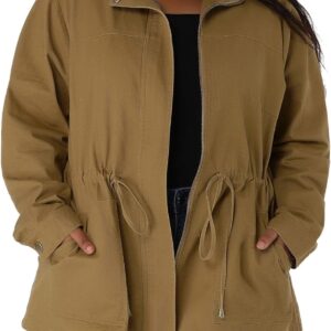 Agnes Orinda Women's Plus Size Jackets Lightweight Anorak Drawstring Utility Jacket with Pockets