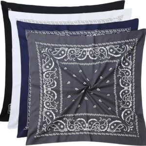 100% Cotton 27" x 27" Large Bandanas for Men & Women, Multi-Purpose Bandana Headbands, Square Head Scarf