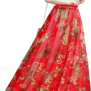 Afibi Women Full/Ankle Length Blending Maxi Chiffon Long Skirt Beach Skirt