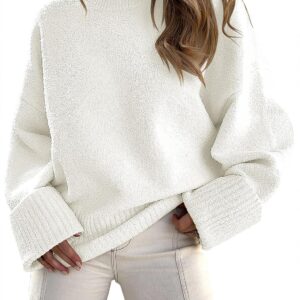 ANRABESS Women's Oversized Crewneck Long Sleeve Fuzzy Knit Casual Chunky Warm 2025 Fall Pullover Sweaters Top Trendy Outfits