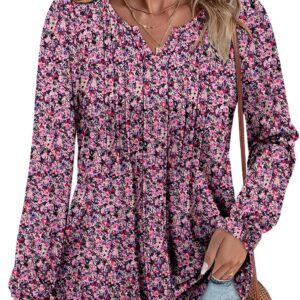 Angerella Long Sleeve Shirts for Women Comfy V Neck Fall Tops Dressy Casual Blouses Trendy Tunic Tops for Leggings S-3XL
