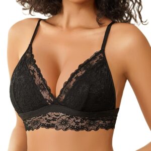 Avidlove Lace Bralette for Women Sexy Wireless Bralettes Non Padded Bralette V Neck Minimizer Lingerie