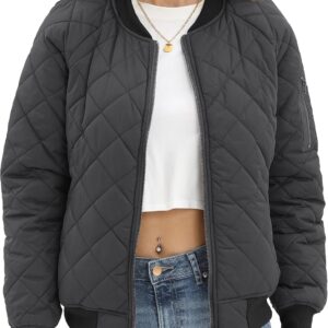 Argstar Women's Quilted Bomber Jakcet with 5 Pockets (XS-XXL)