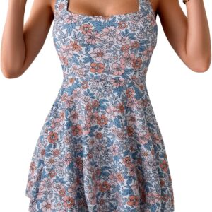B2prity Women's One Piece Swimdress Swimsuit Tummy Control Swim Dress Modest Full Coverage Bathing Suit with Skirt