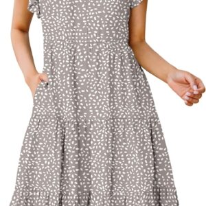 ANRABESS Womens Summer Dress Ruffle Sleeve V Neck Midi Dresses Fashion Casual Fit Flowy Tiered Boho Beach Vacation Sundress