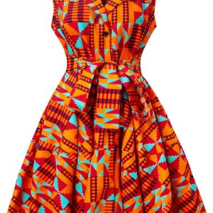 African Print Sleeveless Dress Ankara Lace-up Dress Wax Fashion Dress
