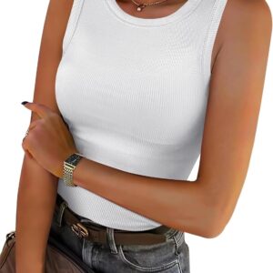 ANRABESS Womens Sleeveless High Neck Tank Tops Fashion Summer Casual Basic Slim Fit Ribbed Racerback Top Shirt Clothes