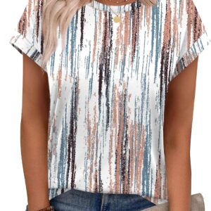 Alaroo Womens Summer Tops Short Sleeve Shirts Crew Neck Cute Trendy Tunic Blouses (S-3XL)