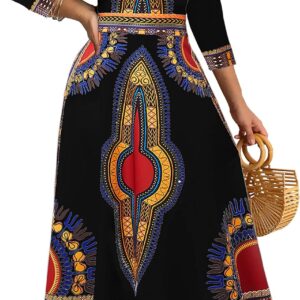 African Long Dresses for Women Elegant Church Dresses Print Maxi Dress High Waist Cocktail Bohemian Vintage Party Outfits