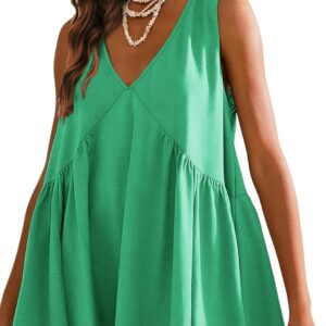 Athlisan Womens Summer Sleeveless Mini Dress Casual Loose V Neck Sundress with Pockets