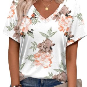 Alaroo Womens Summer Tops 2025 V Neck Short Sleeve Shirts Trendy Dressy Casual Vacation Outfits Printed