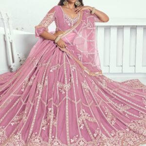 Adorable Olive Green Sequins Net Mehendi Wear Lehenga Choli