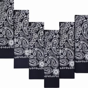 6-Pack 100% Cotton Bandanas - Holiday Gifts for Men Women